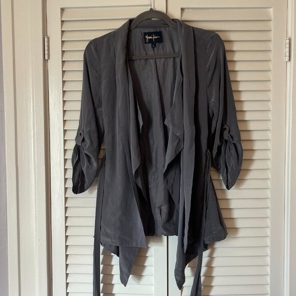 Yumi Kim Claudia Silk Kimono Draped Jacket 8 large grey F1960 - Picture 5 of 10